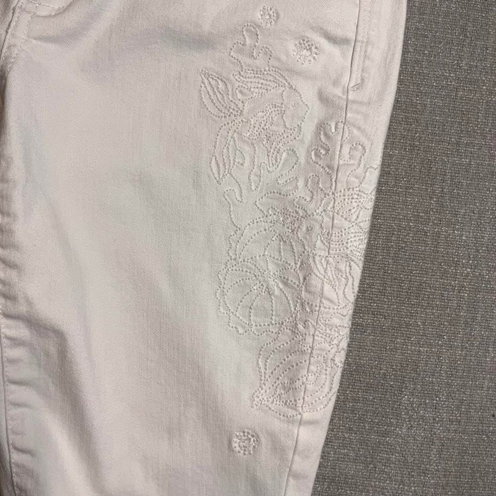 Lilly Pulitzer South Ocean Skinny Jeans White Jellyfish Embroidery Size 4 - Picture 3 of 9